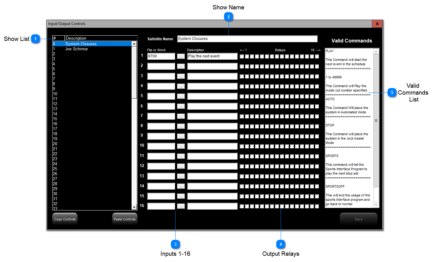 Edit I/O Controls