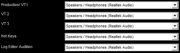 4. Sound Card 
Settings (Outputs)