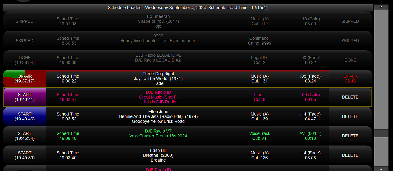 8. Schedule Area