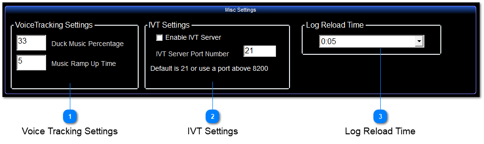 Miscellaneous Settings Area