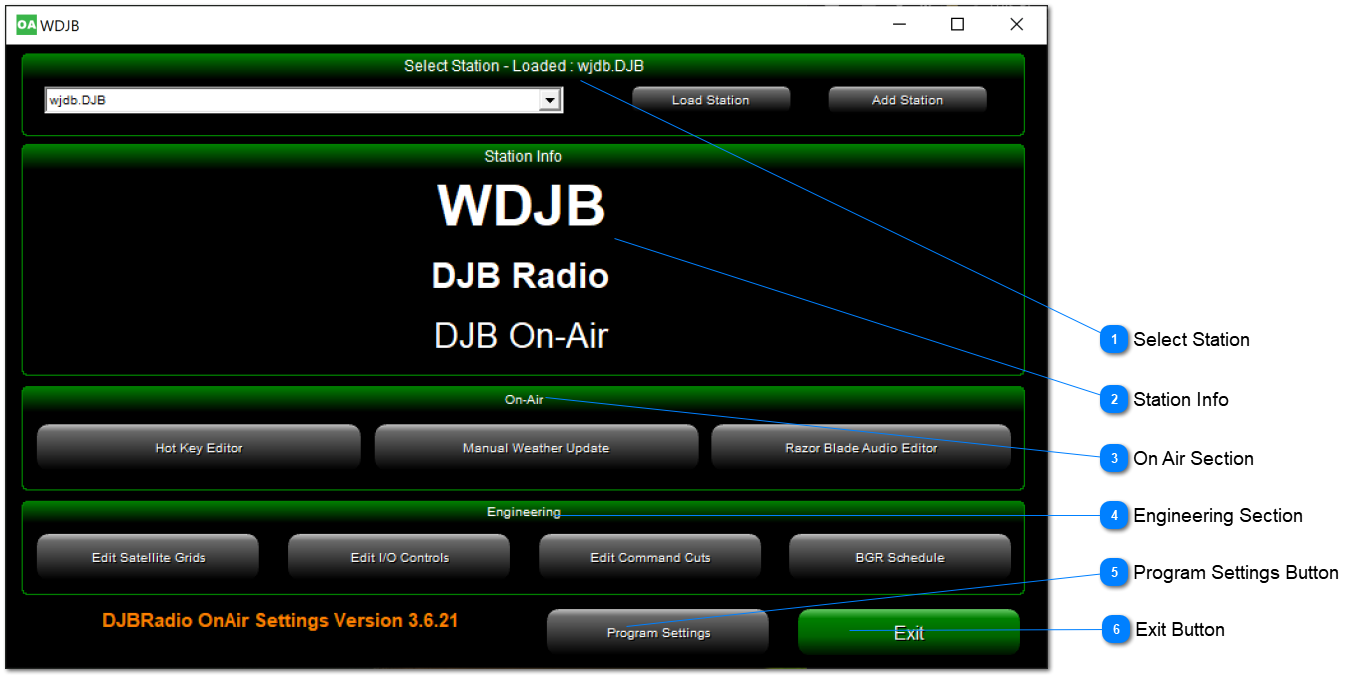 DJB Radio On Air Settings