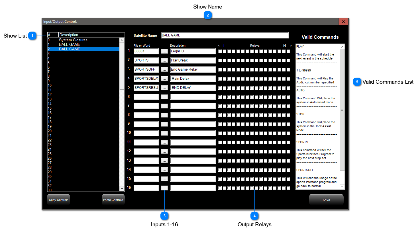 Edit I/O Controls