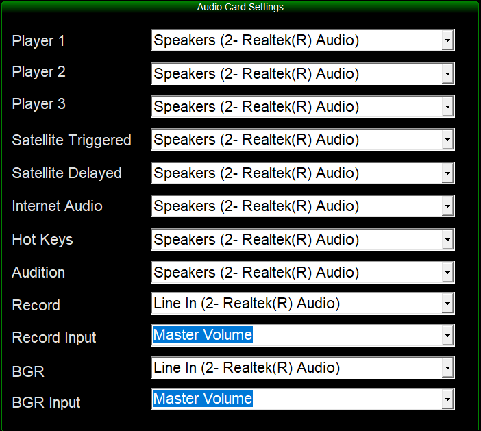8. Audio Card Settings